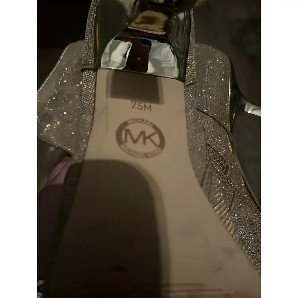 Michael Kors Clara Glitter Chain-Mesh Ankle Boots Gold Size 7.5